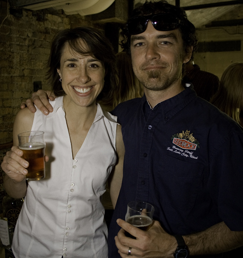 Rep. Christine Johnson, chief sponsor of HB51, and Kevin Templin (RedRock) enjoy  some HB51 ale at Desert Edge. 