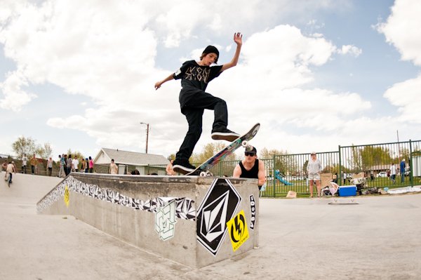 Tyson Bowerbank with a back five front 180 on the ledge.