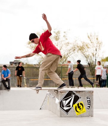 Matt Winkowski with his signature back tail on the bump to ledge.