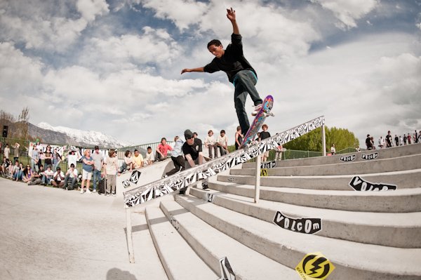 Back blunt on the rail.