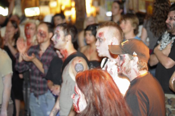 Once DieMonsterDie started playing, the zombie crowd stopped their talk of