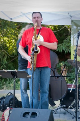 KRCL Hidden Hollow Concert Series. Sax Solo. Photo: Peter Anderson