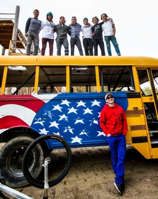 (L-R) Josh Roberts, Ethen Roberts, Colton Brockbank, Chanler Godfrey, Gavin Godfrey, Preston Godfrey and Tyler Roberts with Gregg Godfrey (below) make up the Nitro Circus Godfrey Clan. 