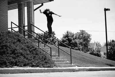 Chamberlain has been riding for Crossroads for about three years. Backside Smith.