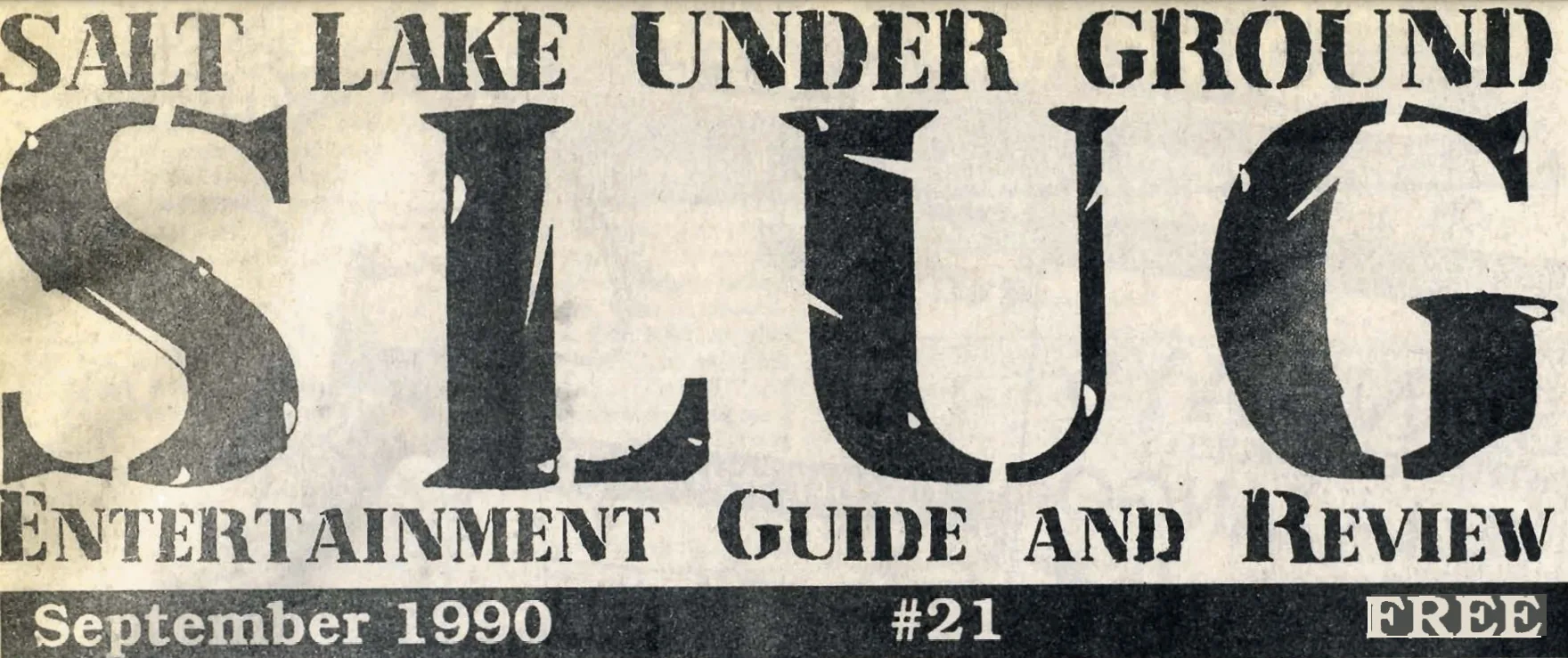 September 1990 - Issue 21 SLUG Magazine masthead