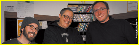 Mike Place, Babs Delay and Patrick Commiskey in the Utah FM Studio. Photo: Katie Panzer