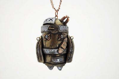 “I’m working on a new creature series out of polymer clay. They are supposed to be robots, but my boyfriend [CLC artisan Nick Price] commented that they didn’t look much like robots based on how I did the detail work.”