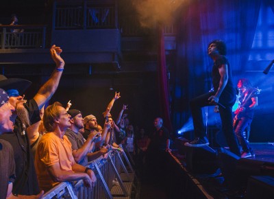 William DuVall of Alice in Chains looks to the rafters as screams from the fans come pouring down on Monday night. Photo: Talyn Sherer