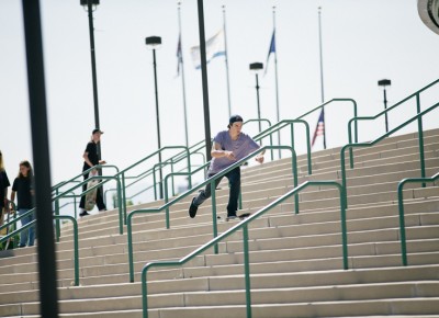Colten Nevson, charging the 10 stair. Photo: Weston Colton