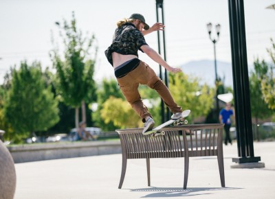 Cordell Black making use of the benches, front board. Photo: Weston Colton