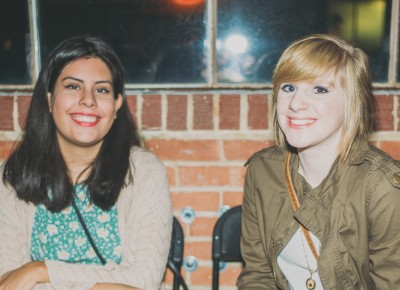 (L-R) Ceci Salas and Rachel Cecil pose by the beautiful exposed brick in Publik's event space. Photo: @clancycoop