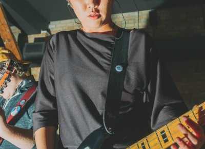 Sally Yoo plays bass as Hüsker Dü (Chalk). Photo: Tyson Call @clancycoop