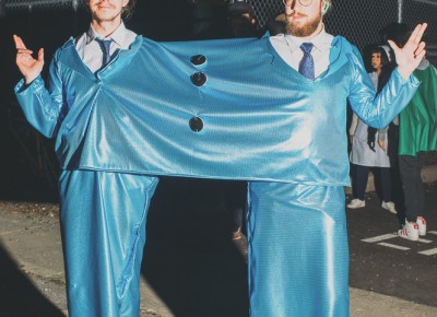 (L–R) Alex and Ty as the zoo suit from Wet Hot American Summer. Photo: Tyson Call @clancycoop