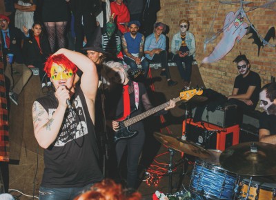Chaz Costello singing as part of My Chemical Romance (Baby Ghosts). Photo: Tyson Call @clancycoop