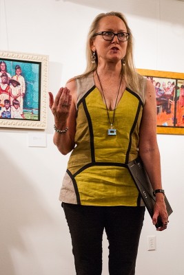 Susan Vogel introduces an Artes de México exhibit at Mestizo Coffeehouse in September 2013. Photo: Helen Leeson