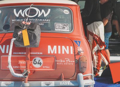 A team from New Zealand brought a 1964 Mini Cooper S, running an A-series block and gearbox (the original configuration). It has a BMW 1200 K series head for better breathing. The car is turbo-charged and makes 330 horsepower on gasoline and 370 horsepower on methanol at the flywheel. On Aug.17 they hit 157 mph.