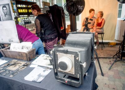A couple waits for thier turn to have their tintype taken at Silver Still Image. Photo: @nellis_j