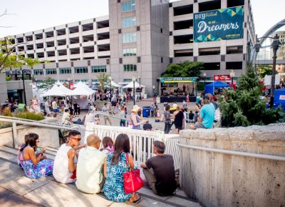 A group of event-goers take in the scene over iced treats before the music starts. Photo: @nellis_j