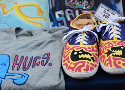 Painted sneakers were one of many original designs at the Goodies & Co. booth on Saturday. Photo: @snowlenda