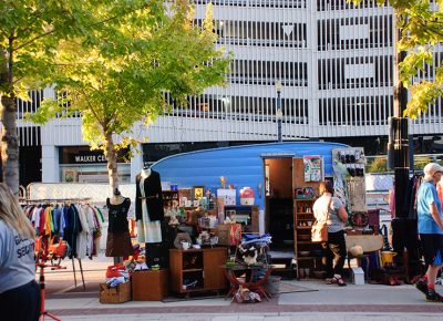 Copperhive Vintage unpacked a retro trailer to show its wares. Photo: @snowlenda