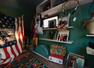 The scene inside the Luna Dust Vintage trailer. Photo: @snowlenda
