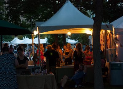 Booths lit up at dusk. Photo: @snowlenda