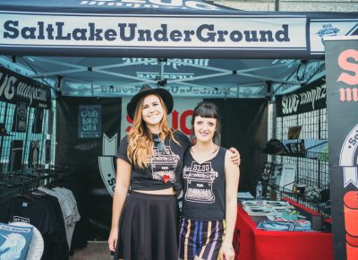 (L–R) Sam Smith and Xena Jade kill it at the SLUG Magazine booth. Photo: @clancycoop