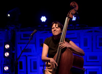 Bridget Kearney on upright bass keeps it low-key on the back row, but her finger-plucked bass lines keep Lake Street Dive on track and on message. Photo: John Barkiple