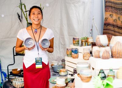 Michell Wang of Tangible Soul Pottery showing off her wares and personality. Photo: @nellis_j