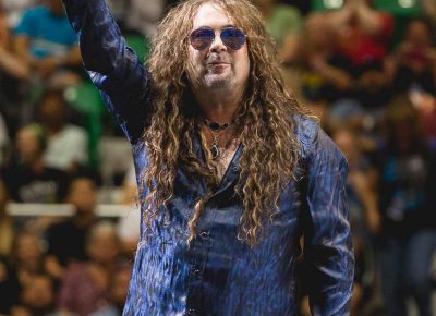 Voice actor and all-around rock star Jess Harnell at the Vivint Smart Home Arena during the opening Press Conference. Photo: @Lmsorenson