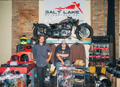Salt Lake Motorcycle Co. was on hand with a bountiful display of helmets and accessories. Photo: @clancycoop