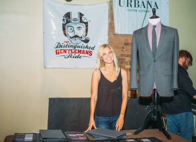 Lauren Watkins of Urbana Custom Clothier was on hand doing fittings to prepare people for the annual charitable Distinguished Gentleman's Ride for men's health, where motorcyclists ride in dapper suits instead of traditional motorcycling apparel. Photo: @clancycoop
