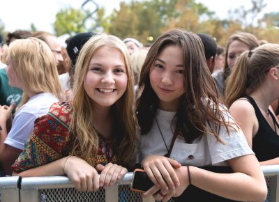 Cassie and Chloe are front and center and ready to have their eardrums blown. Photo: @Lmsorenson
