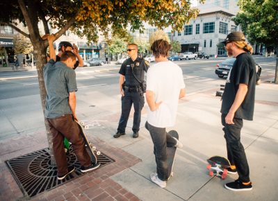 Police booted a couple crews, but were cool enough to allow one more try. Photo: Niels Jensen