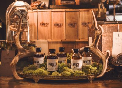 The whole squad of bitters rest on their pedestal, framed by the antlers of a former deer. Photo: Talyn Sherer