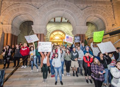 Latinas against Trump filled the steps of the Salt Lake City and County Building to show they’re not going anywhere. Photos: Dave Brewer & Gabe Mejia // Photo Collective Studios