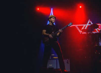 Dave Weiner tours the world with Steve Vai, creating riffs in every corner of the globe. Photo: Talyn Sherer
