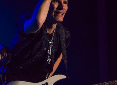After being blinded by the spotlight for so long, Steve Vai looks out to the sea of screaming fans. Photo: Talyn Sherer
