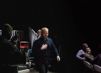 Comedian Jim Gaffigan comes out of the tunnels to take the stage. Photo: Lmsorenson.net