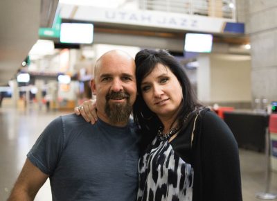 Bobby and Joanna sneak out of the theater for a second and pose for a photo. Photo: Lmsorenson.net