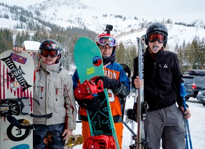(L–R) Boston Fetherolf, Thomas Phippen and Nathan Creager were 100-percent stoked to ride on a school night. Photo: Jo Savage // @SavageDangerWolf