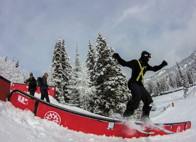 Ben Rotordo, 2nd place Men’s Open Ski, box to down rail Photo: Jo Savage // @SavageDangerWolf