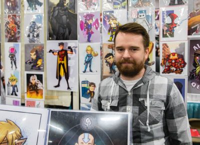 Artist Steven Chase selling his wares and works. Photo: Lmsorenson.net