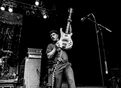 Danny Bengston on bass for together PANGEA. Photo: Gilbert Cisneros