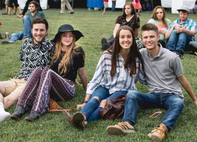 Alex, Wendy, Emma and Sebastian relaxing on the grass at the Ogden Amphitheater awaiting music from Oh Land. Photo: Lmsorenson.net