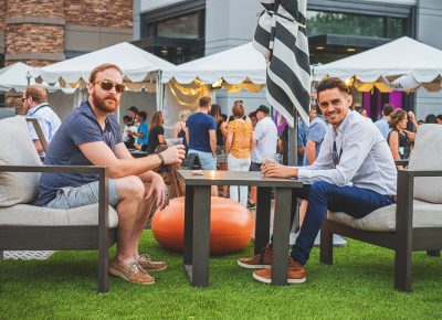 (L–R) Anthony Ranallo and Jason Hahn discuss life and food over a few drinks while basking in the sunlight. Photo: Talyn Sherer