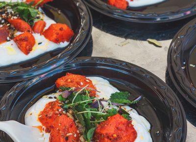 Eva, my home away from home, came out both nights and treated us to their infamous harissa roasted carrots and black sesame complete with Duhka served with whipped tahini and mint. Photo: Talyn Sherer