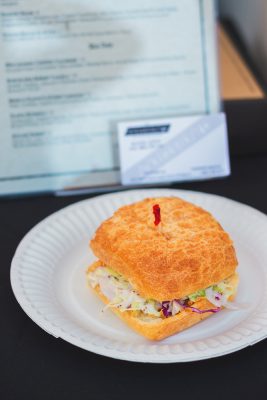 Salt Lake’s newest restaurant craze, Eklektik, brought out their chicken "wing" sandwich that included frank’s red hot, chicken breast, house cole slaw and ciabatta bread. Photo: Talyn Sherer