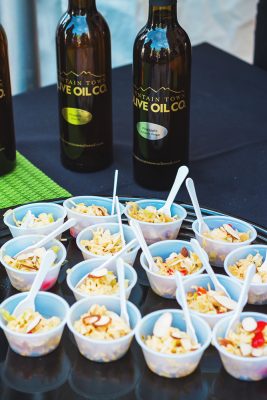 Mini noodle cups with almonds and peppers paired great with the Mountain Town Olive Oil. Photo: Talyn Sherer