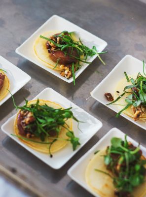 350 Main has piqued my interest and excited my tastebuds with their cold smoked foie gras on a truffle pancake accompanied with lovage and candied pecans. Photo: Talyn Sherer